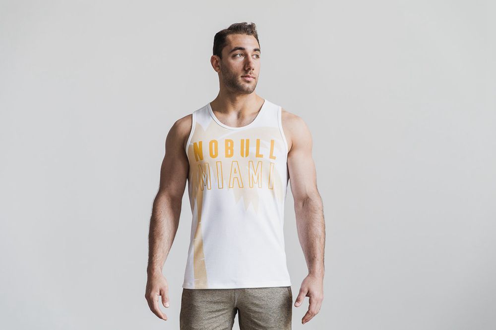 NOBULL Men's Tank Tops - Yellow Palm - Ireland (8436GHZWS)